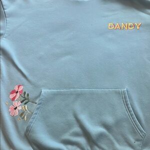 Blue Sweatshirt with Floral Embroidery